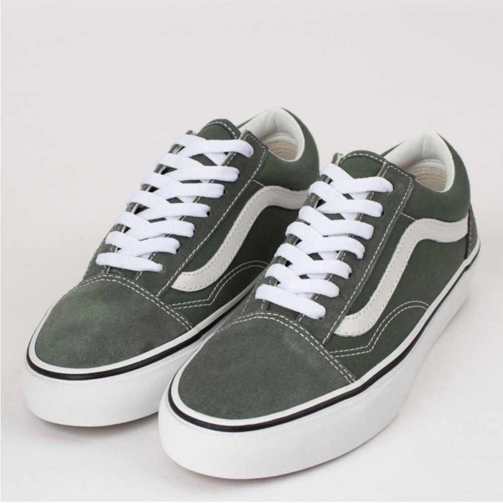 Vans Olive and White Sneakers - Women’s 7.5 | Men’s 5.5